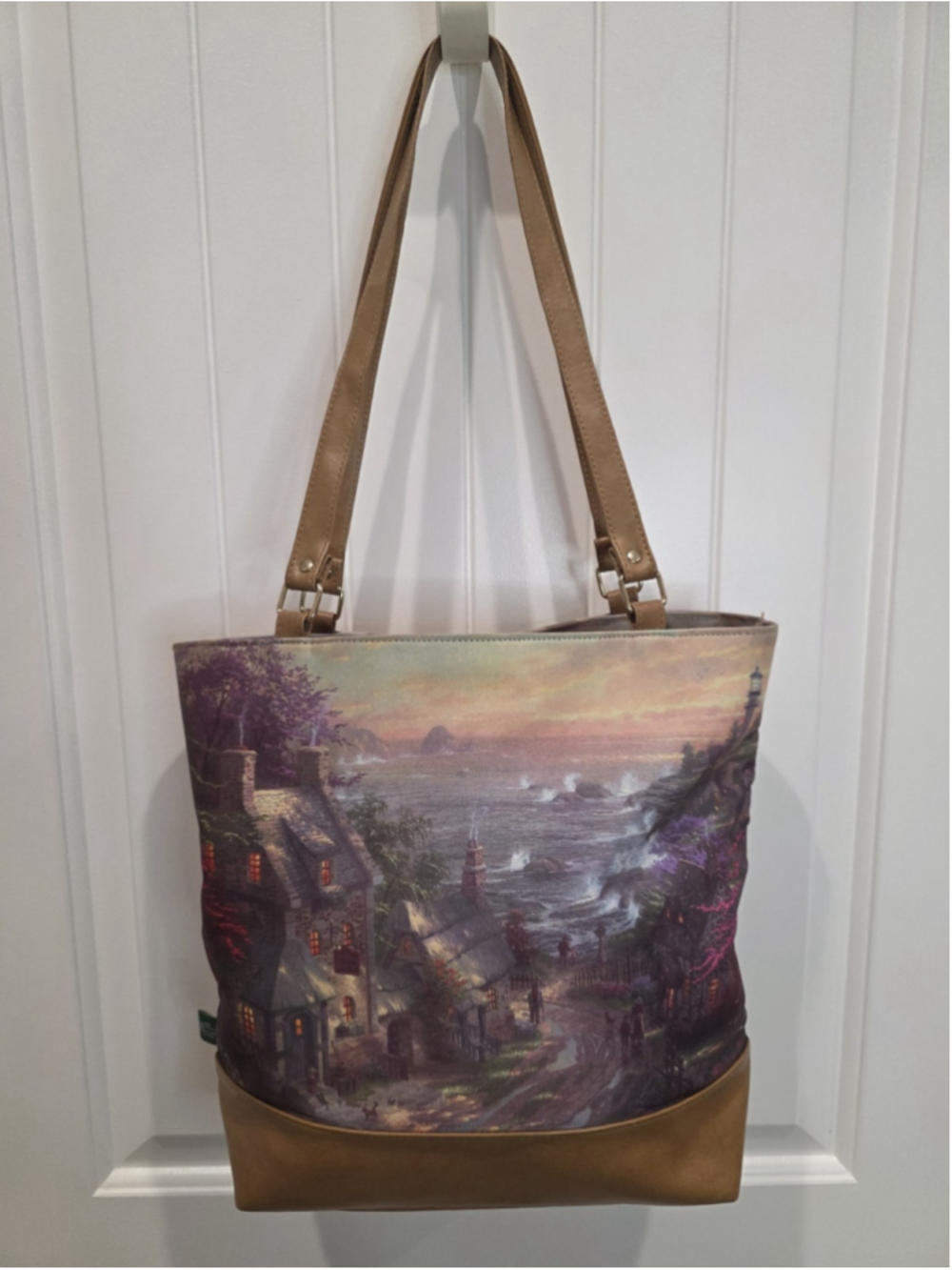 Thomas Kinkade Gregg Gifts Lighthouse Coastal Cottage Tote Bag Purse Art Print